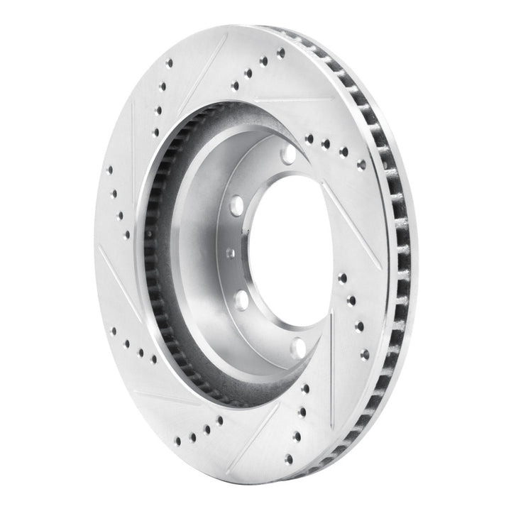 R1 03-23 Toyota FJ Cruiser Front Right Drilled & Slotted Silver Brake Rotor