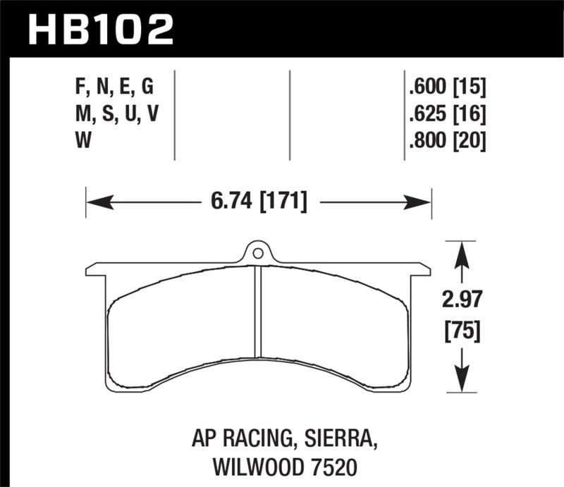 Hawk AP Racing 6/Wilwood DTC-50 Race Brake Pads Set