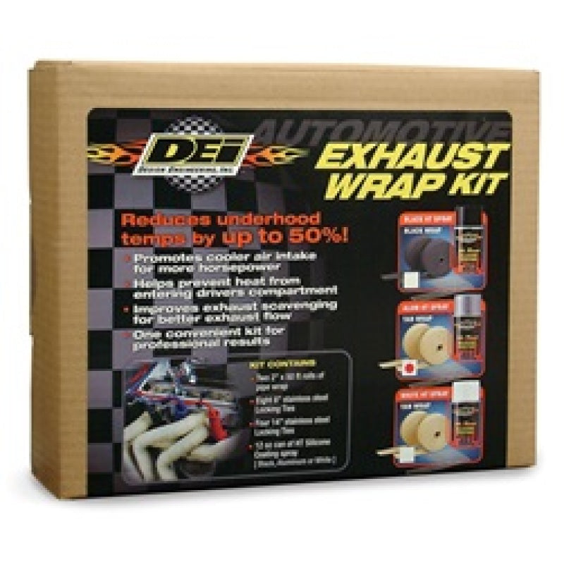 DEI Exhaust Wrap Kit Tan Wrap & Aluminum HT Silicone Coating Aerosol