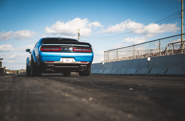 AWE Tuning Track Edition Exhaust - Dodge Challenger 6.4L/6.2L SC - Quad Chrome Silver Tips