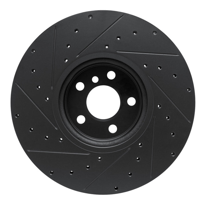 R1 16-25 BMW 330e Left Front Drilled & Slotted Black Brake Rotor