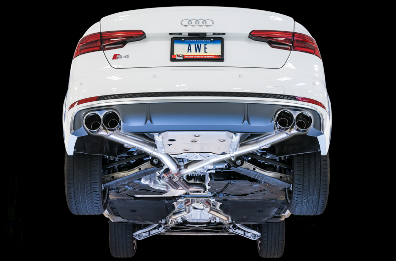AWE Tuning Audi B9 S4 Track Edition Exhaust - Non-Resonated (Black 102mm Tips).
