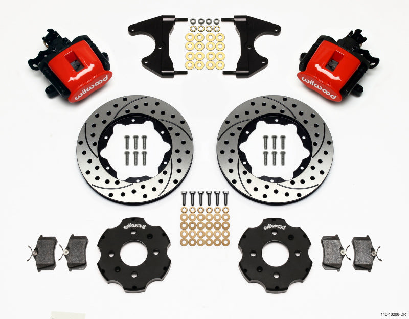 Wilwood Combination Parking Brake Rear Kit 11.00in Drilled Red for Honda Civic 1992-2000 and Integra Drum 2.46 Hub Offset - OneFastShop