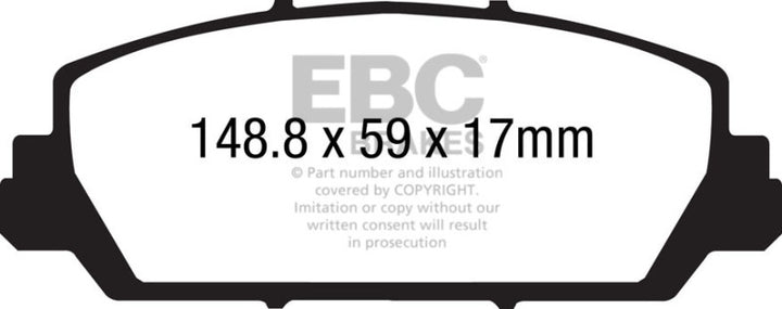 EBC Yellowstuff Front Brake Pads High Performance Aramid Fiber Compound 2012+ Acura RDX 35 - OneFastShop
