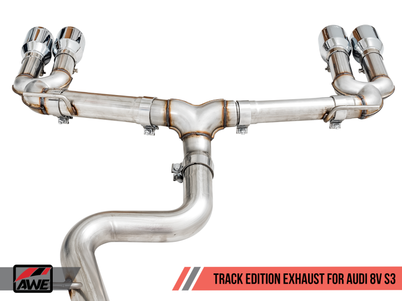 AWE Tuning Audi 8V S3 Track Edition Exhaust w/Chrome Silver Tips 102mm.