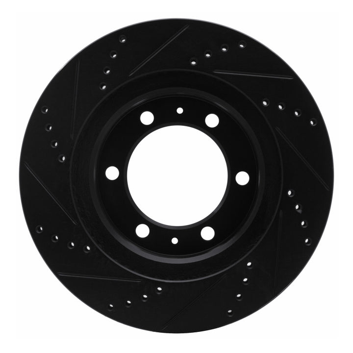 R1 05-23 Toyota Tacoma Front Right Drilled and Slotted Black Brake Rotor