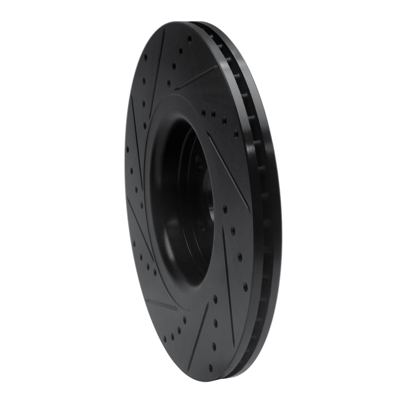 R1 14-18 Ford Focus ST Front Right Drilled and Slotted Black Brake Rotor