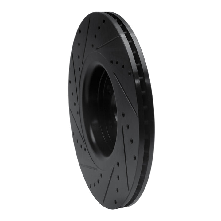 R1 14-18 Ford Focus ST Front Right Drilled and Slotted Black Brake Rotor