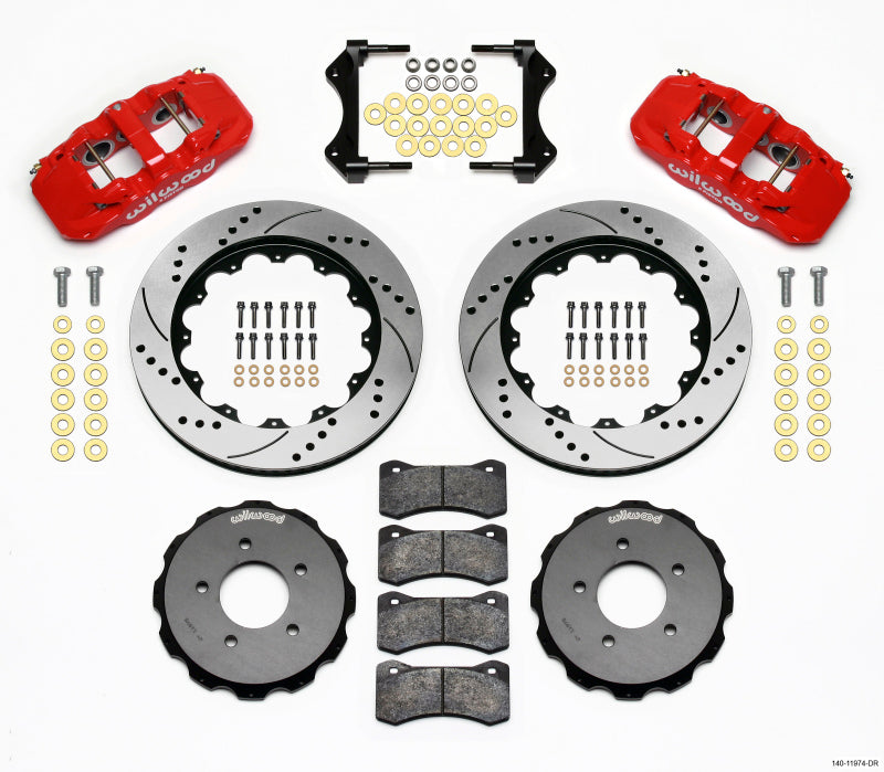 Wilwood AERO6 Front Hat Kit for 1999–2006 BMW E46 – 14.00 in. Drilled Red - OneFastShop