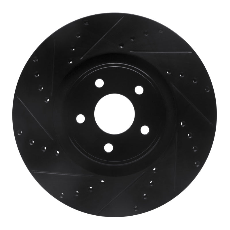 R1 14-18 Ford Focus ST Front Left Drilled and Slotted Black Brake Rotor