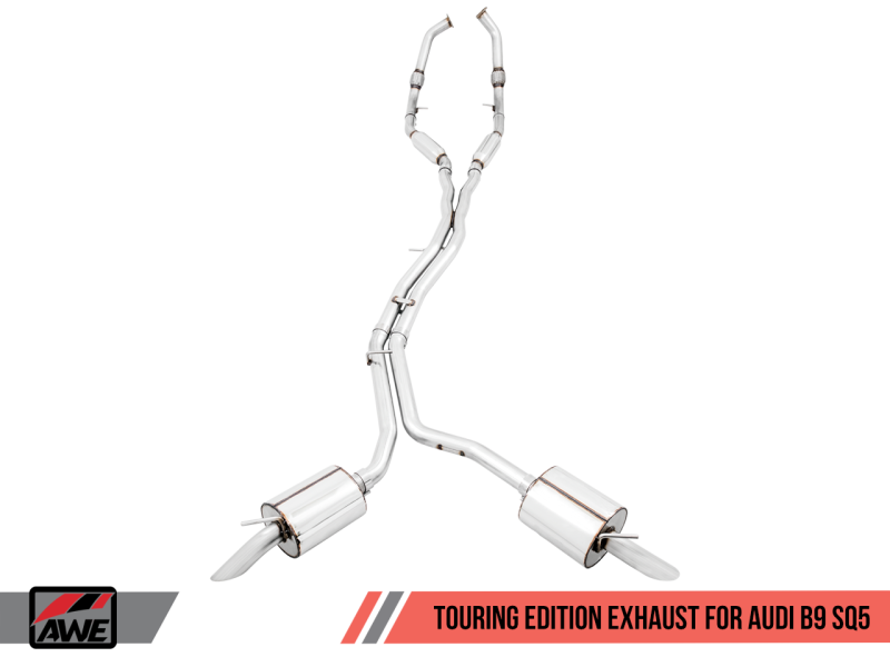 AWE Tuning Audi B9 SQ5 Resonated Touring Edition Cat-Back Exhaust - No Tips (Turn Downs).