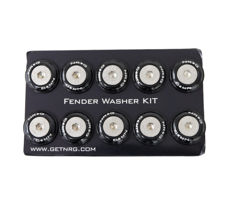 NRG Fender Washer Kit with Rivets for Plastic (Black) - Set of 10