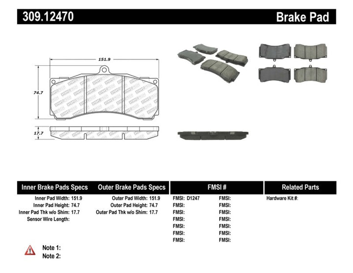 StopTech Performance ST-60 Front or Rear Caliper Brake Pads.