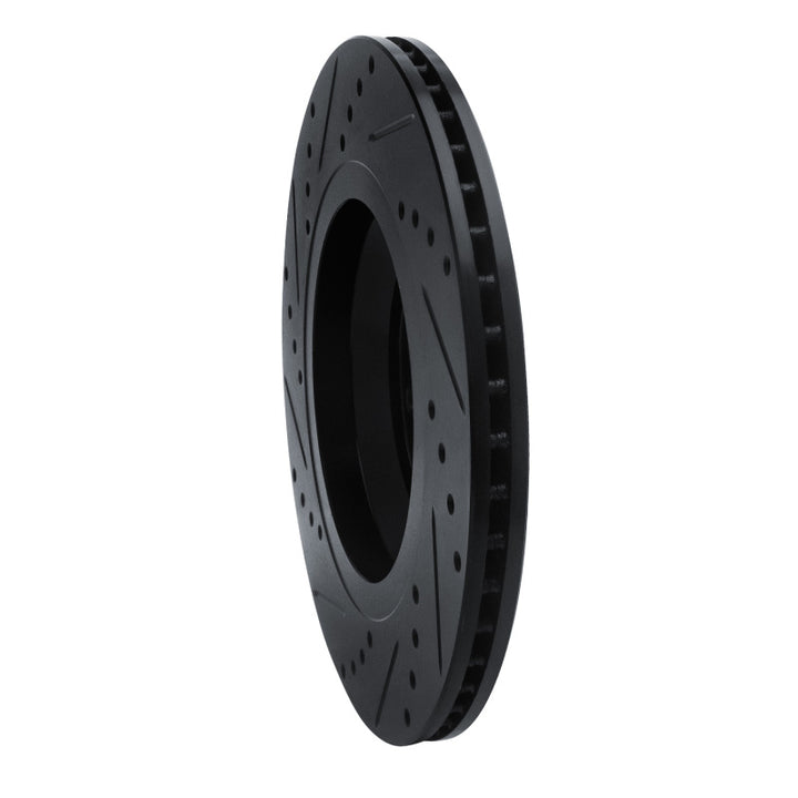 R1 15-25 Volkswagen GTI Rear Right Drilled And Slotted Black Brake Rotor