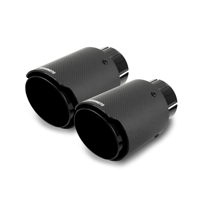 Mishimoto Carbon Fiber Muffler Tip Set 2.5in Inlet 3.5in Outlet Black