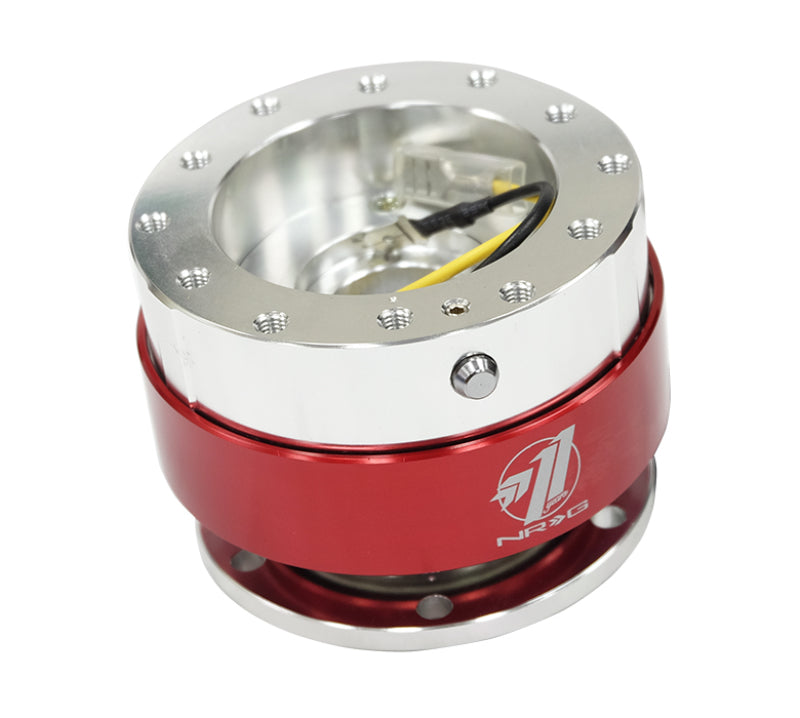 NRG Quick Release Steering Wheel Adapter - Silver with Red Chrome Ring