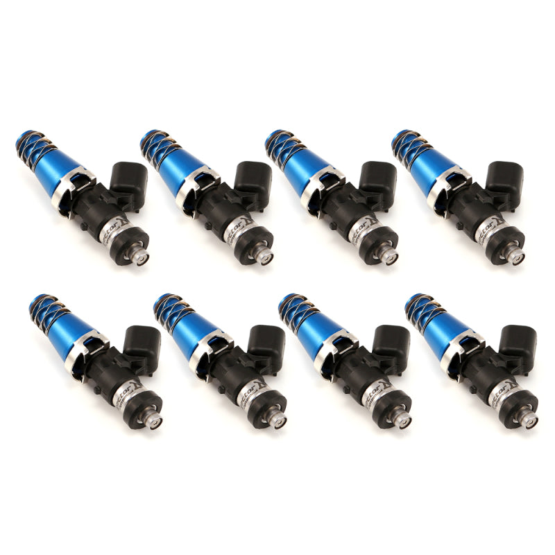 Injector Dynamics ID1050-XDS Fuel Injectors - 60mm, 11mm Blue Top Adapter, Denso Lower Cushion - Set of 8