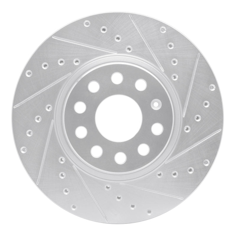 R1 Concepts eLINE Silver Series Front Right Drilled and Slotted Brake Rotor - Audi A3 Quattro 2006-2025