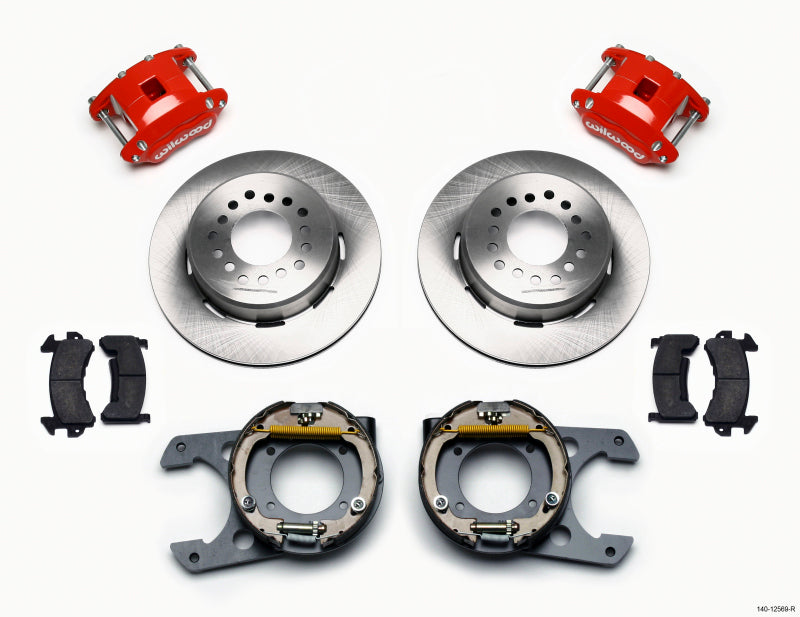 Wilwood D154 P/S Park Brake Kit Red 2.42 Offset 5-lug Chevy C-10 1975-1986 - OneFastShop