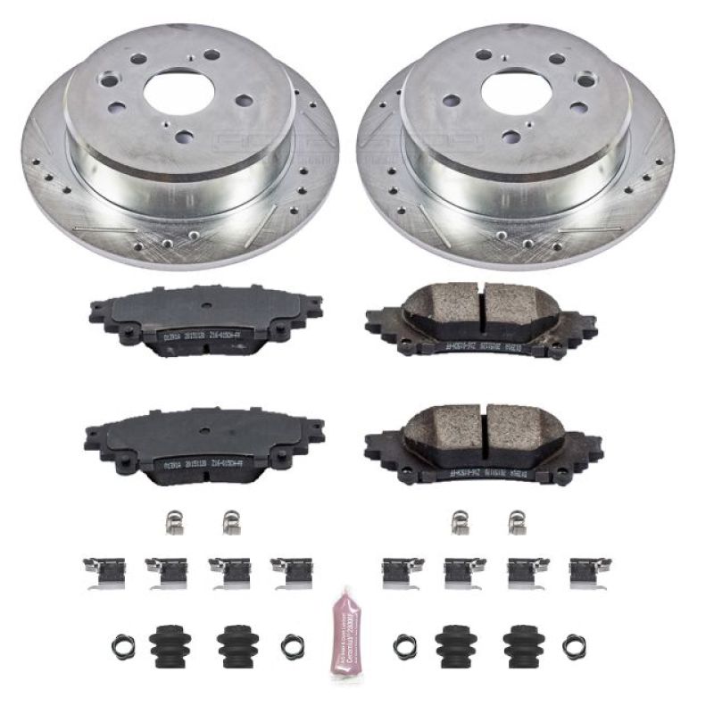 PowerStop Rear Z23 Evolution Sport Brake Kit Pads Rotors Stainless Steel Hardware 2014 2015 Lexus IS250 - OneFastShop