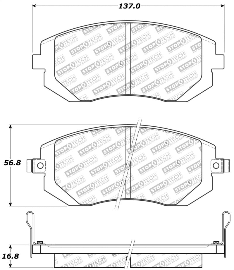 Stoptech Front Brake Pads for 03-10 Subaru Forester/Impreza and 02-12 Subaru Legacy/Outback Sport - High Performance - OneFastShop