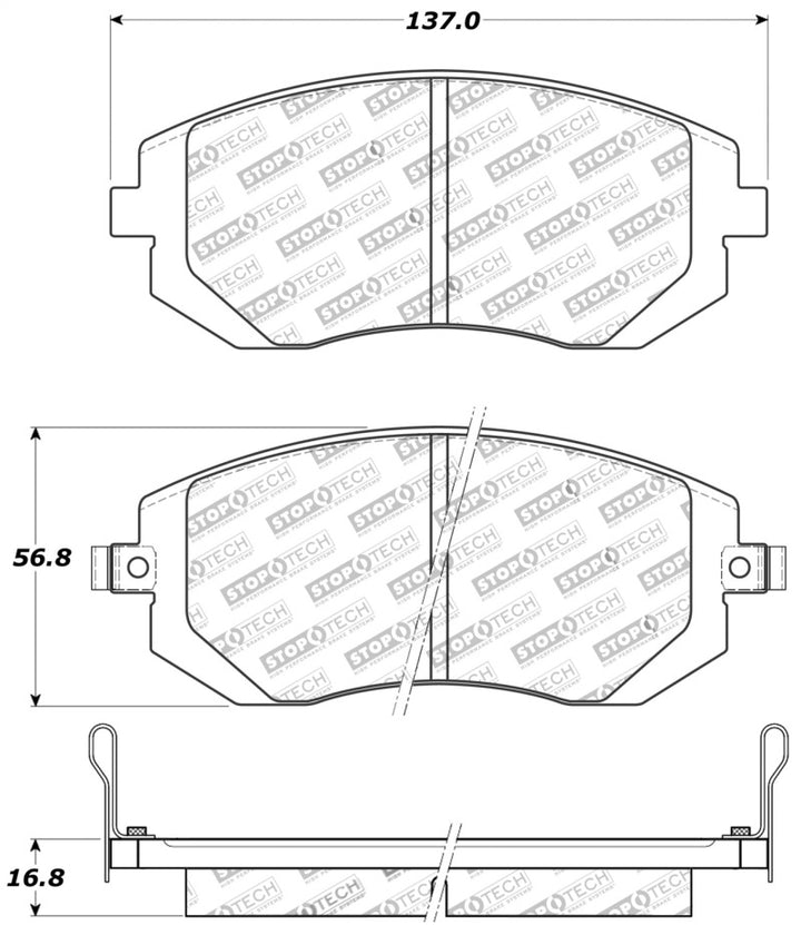 Stoptech Front Brake Pads for 03-10 Subaru Forester/Impreza and 02-12 Subaru Legacy/Outback Sport - High Performance - OneFastShop