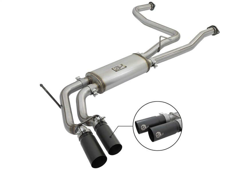 AFe Power Rebel Series 2-1/2in 409 SS Cat Back Exhaust with Black Tips for Nissan Titan V8 5.6L