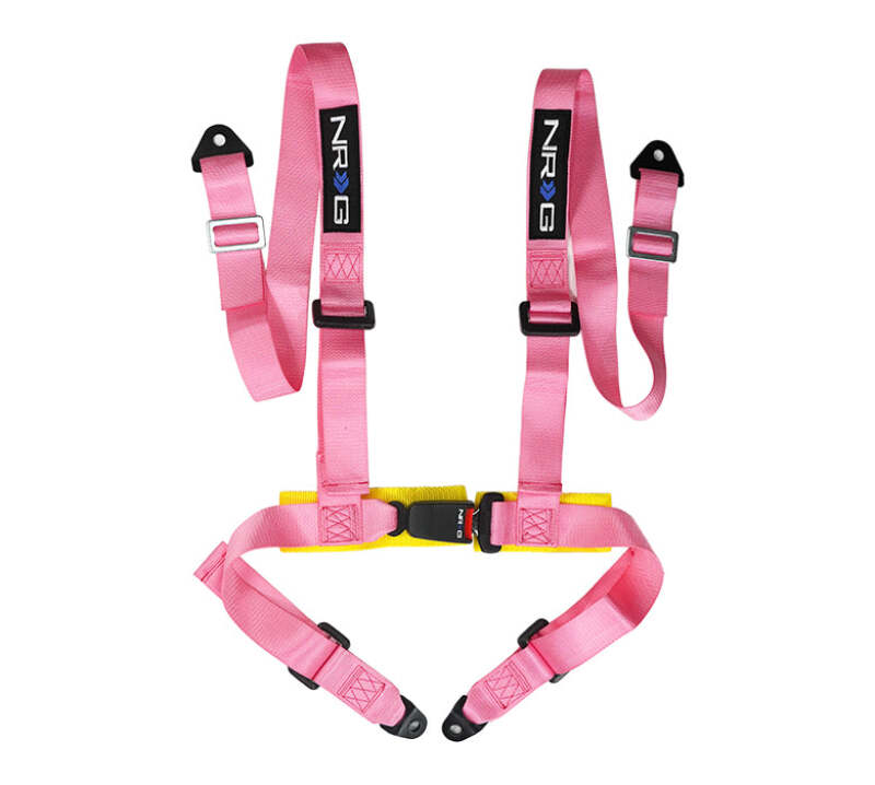 NRG Innovations 4-Point 2in Buckle-Lock Racing Seat Belt Harness - Pink