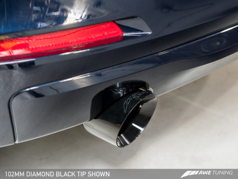 AWE Tuning 13-18 BMW 320i (F30) Touring Edition Exhaust w/ Perfomance Mid Pipe - Diamond Black Tips.