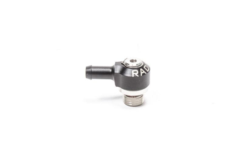 Radium Engineering 6AN ORB Swivel Banjo to 8.5MM Barb Fitting 90 Degree Stainless Steel and Aluminum Construction