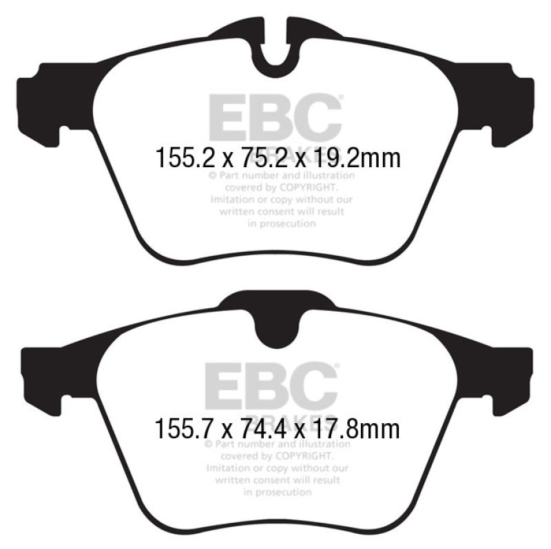EBC Redstuff Front Brake Pads for 2014-2022 Jaguar F-Type 3.0 Supercharged (340) Cast Iron Rotors Only - OneFastShop