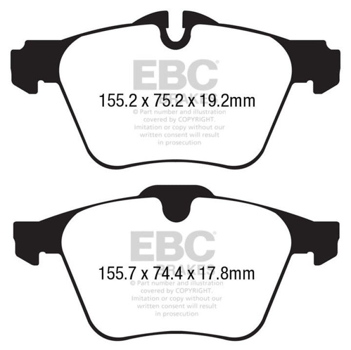 EBC Redstuff Front Brake Pads for 2014-2022 Jaguar F-Type 3.0 Supercharged (340) Cast Iron Rotors Only - OneFastShop
