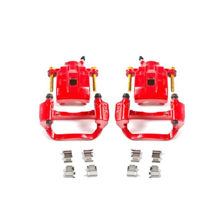PowerStop Rear Red Calipers with Brackets - Pair for 08-15 Toyota Sequoia Limited Platinum SR5 - OneFastShop