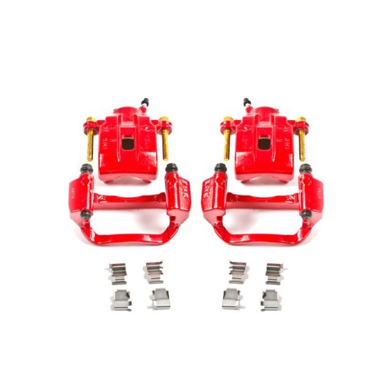 PowerStop Rear Red Calipers with Brackets - Pair for 08-15 Toyota Sequoia Limited Platinum SR5 - OneFastShop