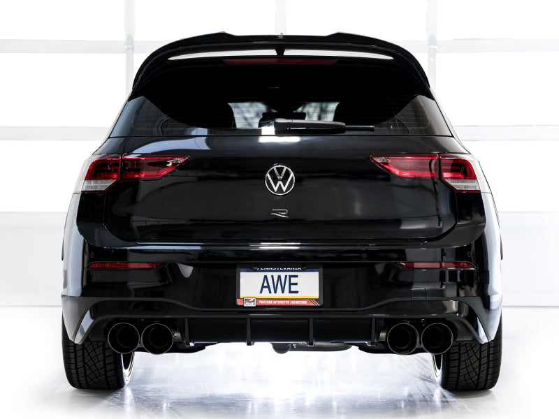 AWE Tuning Track Edition Quad Exhaust for MK8 Volkswagen Golf R - 3in Inlet - Diamond Black Tips - Fits 2022-2024 Golf R - OneFastShop
