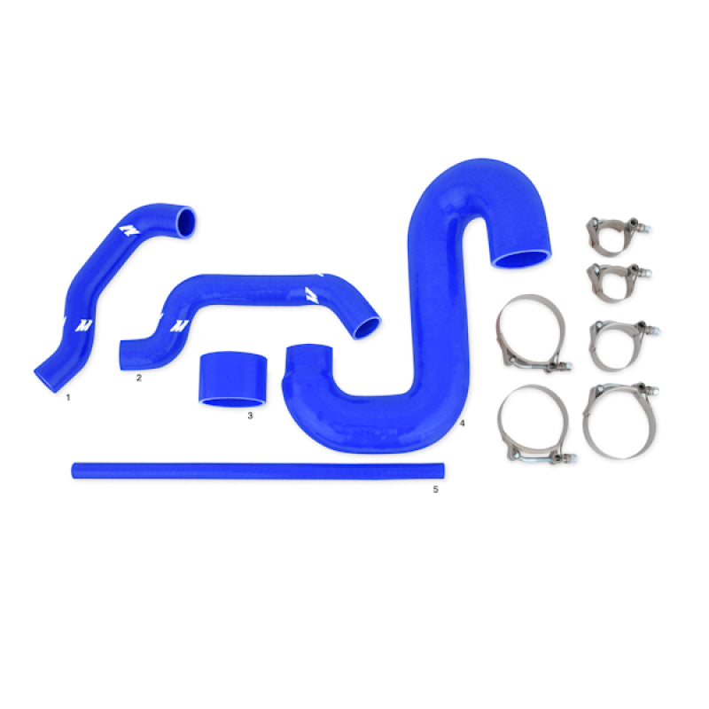 Mishimoto Top-Mount Intercooler Kit - Subaru WRX / STi 2002-2007 - Powder Coated Silver & Blue Hoses, image 9