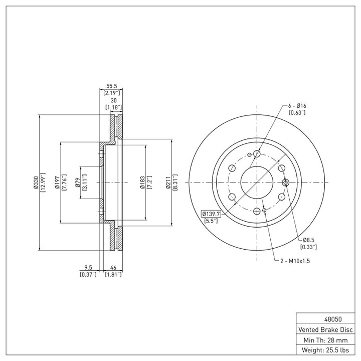 DFC 05-20 Cadillac Escalade EXT Front Brake Rotor.