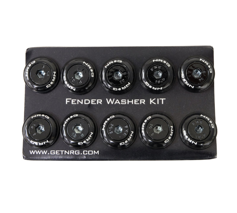 NRG Fender Washer Kit With Color Matched M6 Bolt Rivets (Black) - Set Of 10