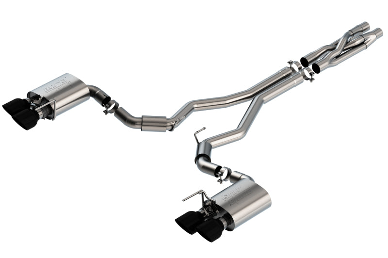 Borla ATAK Cat-Back Exhaust - Ford Mustang 2020-2022 - Black Chrome Tips