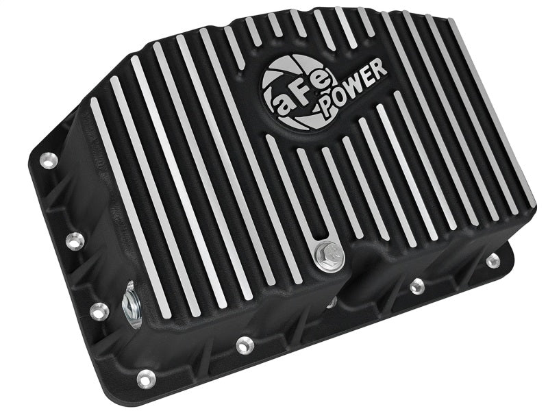AFe Pro Series Engine Oil Pan Black with Machined Fins for 11-16 Ford Powerstroke V8-6.7L (TD)