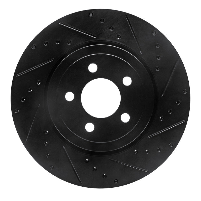 R1 09-23 Dodge Challenger Front Right Drilled and Slotted Black Brake Rotor