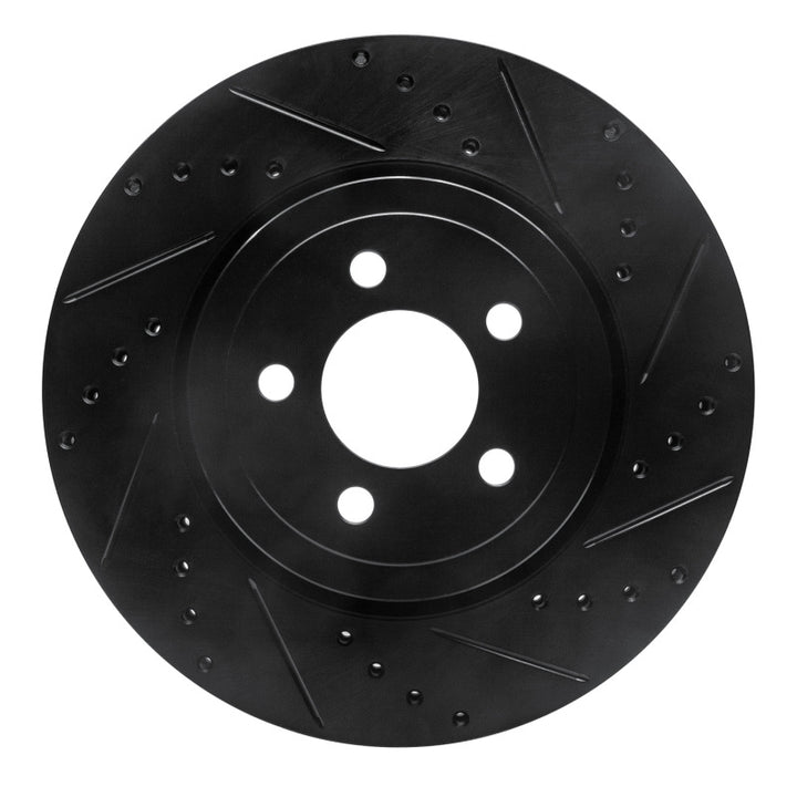 R1 09-23 Dodge Challenger Front Right Drilled and Slotted Black Brake Rotor
