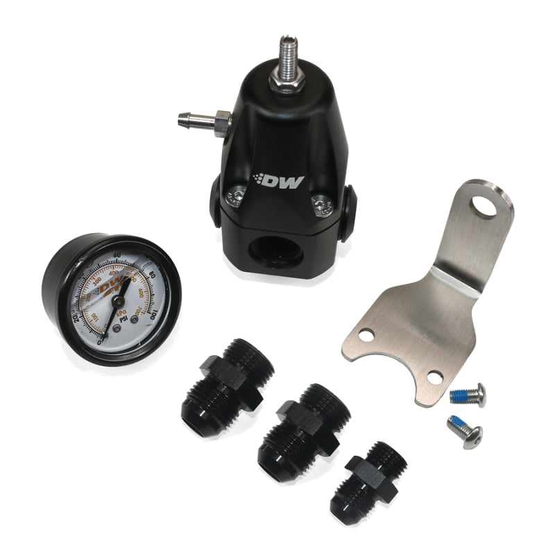 DeatschWerks DWR1000 AFPR Pressure Gauge 8AN 6AN Fittings Anodized Black