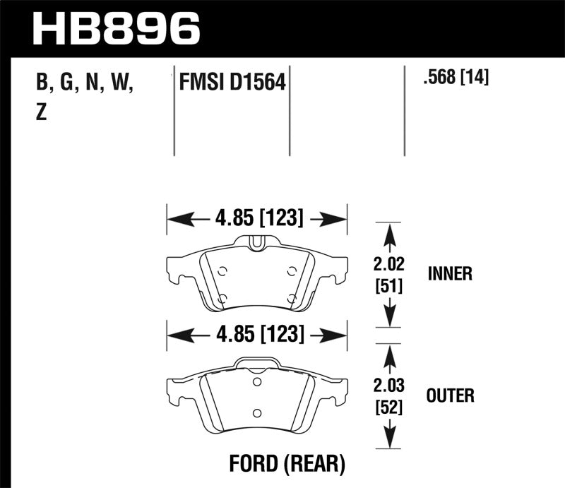 Hawk Performance HP+ Brake Pads - Rear Ford Focus (2016-2018)