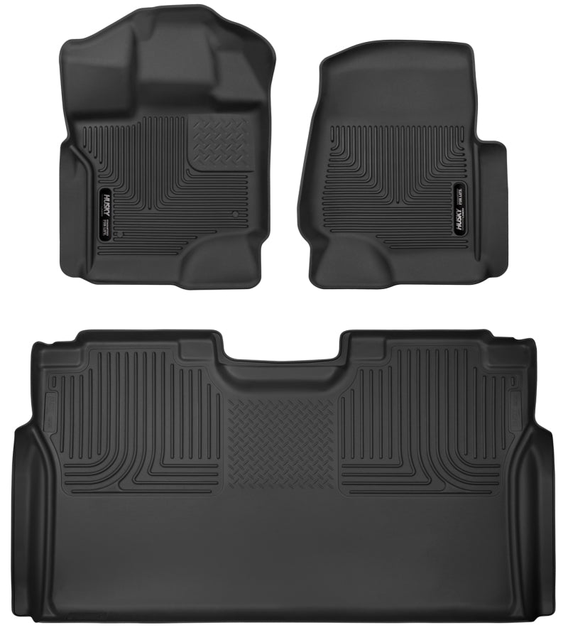 Husky Liners 15-23 Ford F-150 SuperCrew Cab X-Act Contour Front & 2nd Row Seat Floor Liners - Black.