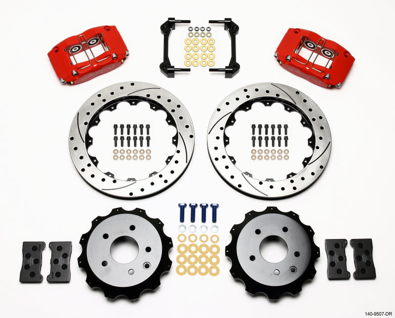 Wilwood Dynapro Radial Rear Kit 13.00in Drilled Red for Nissan 350Z and Infiniti G35 2003-2012 - OneFastShop