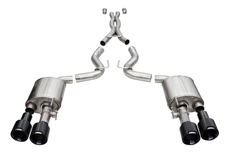 CORSA Xtreme Active Valve Cat-Back Exhaust - Ford Mustang Shelby GT500 2020-2022 - Black Carbon Fiber Tips