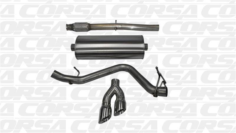 Corsa Performance Polished Sport Single Side Cat-Back Exhaust - 14-19 GMC Sierra/Chevy Silverado 1500 Crew Cab 5.3L V8 - OneFastShop