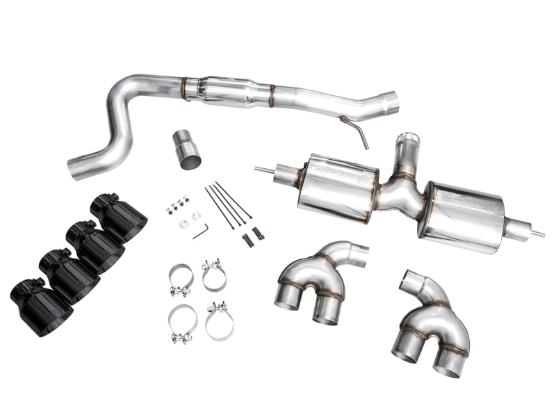 AWE Touring Edition Quad Exhaust - 3in, Diamond Black Tips for Volkswagen Golf R MK8