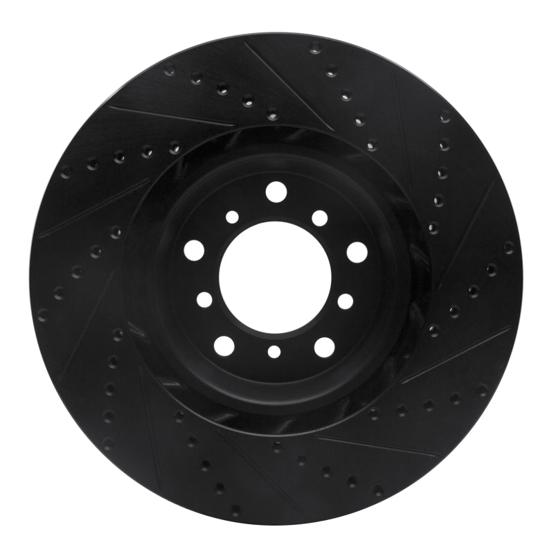 R1 Concepts eLINE Front Right Drilled & Slotted Brake Rotor - BMW M3 (E46) 2001-2006 - Black, image 2